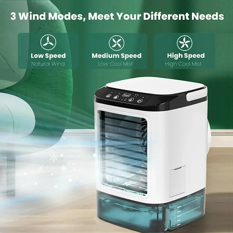 Ultra Quiet Mini Air Cooler Portable Cooling Fan with Ice Box USB Personal Evaporative Air Conditioner