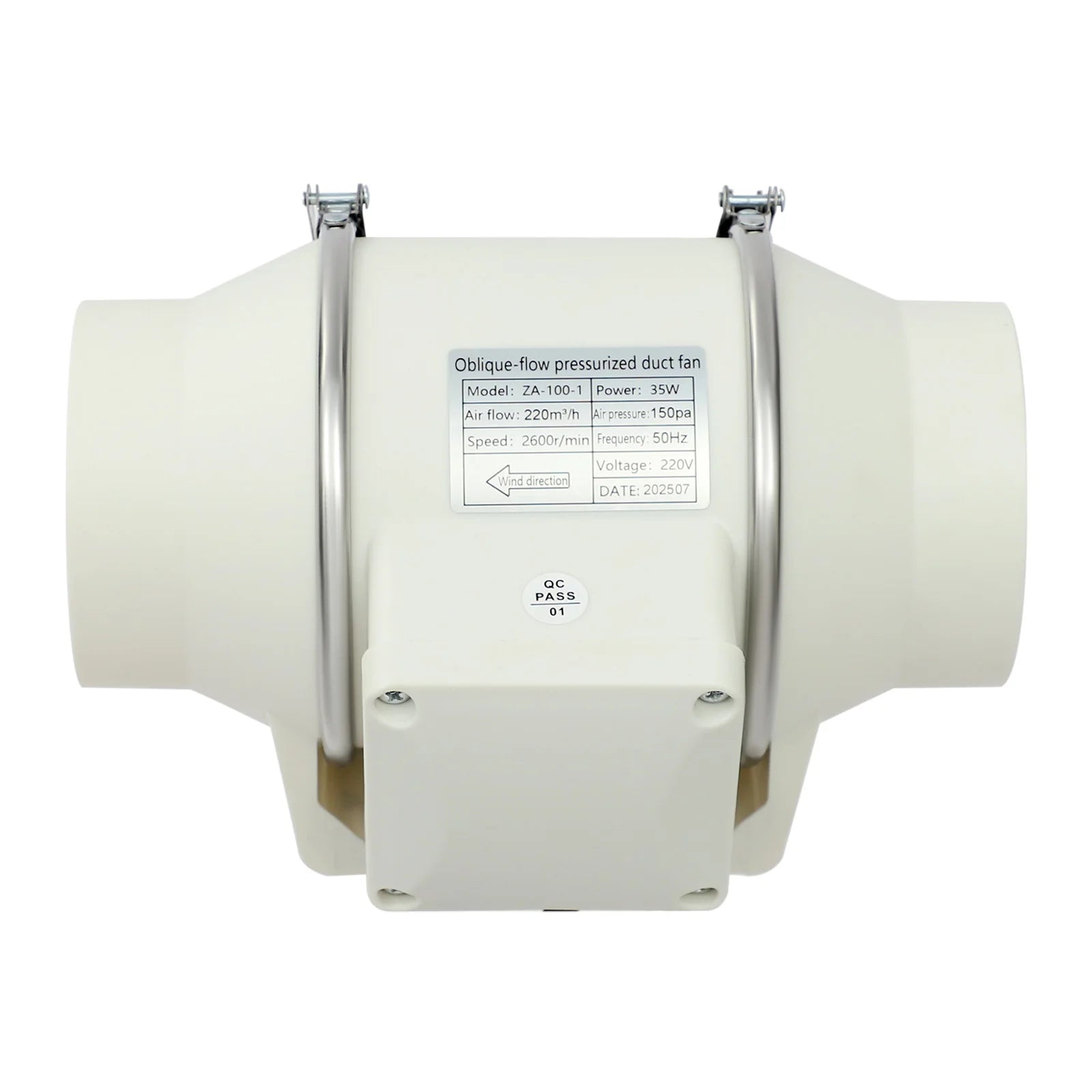 220V Duct Fan, Silent Inline Ventilation Exhaust Fan Air Ventilator for Kitchen/Bathroom/Bath, 2600rpm