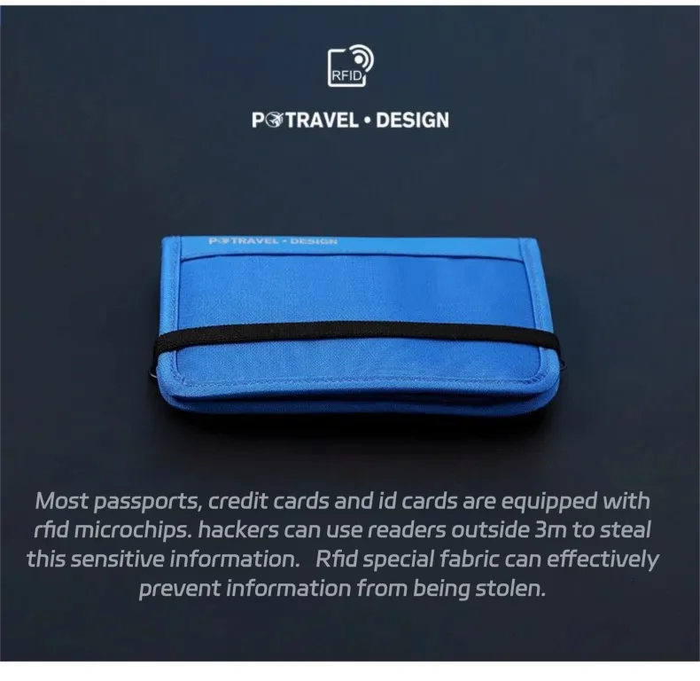 RFID Travel Wallet Passport Holder Credit Card Organizer Zipper Pouch Document Organizer Anti Theft Travel Accessories