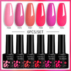 LILYCUTE 6PCS Gel Nail Polish Set Summer Neon Nail Gel Kits For DIY Nail Vernis Semi Permanent UV Lamp Gellak Nail Varnish Set
