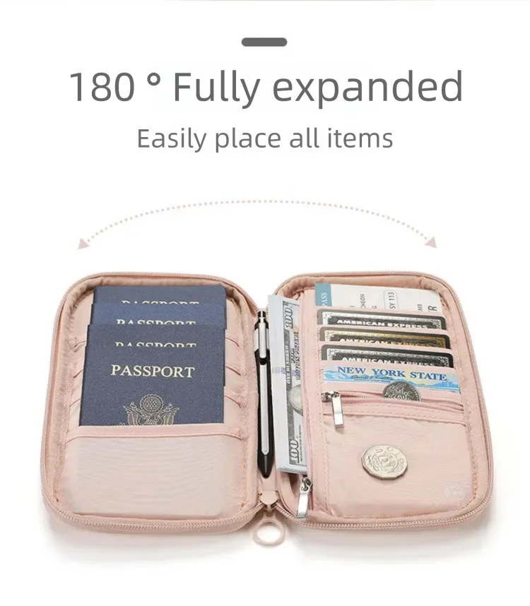 RFID Blocking Passport Holder Travel Wallet Durable Anti-Theft Card Slots Protective Case Flights Travel Organizer for Women Men