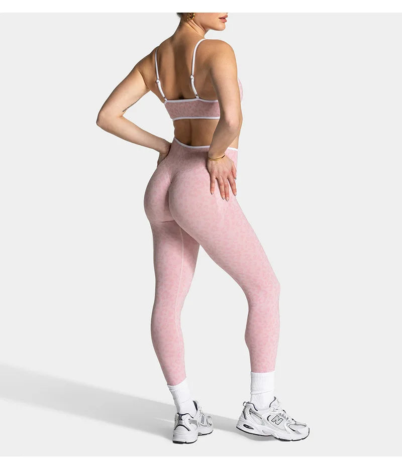High Waist Leopard Print Yoga Pants, Butt Lifting Tummy Control Leggings 