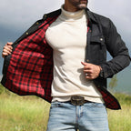 Men's Jackets Spring Flannel Lined Shirt Coat Shacket Casual Snap Button Overshirt Western Cowboy Style High Quality Top US Size
