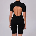Women's Tracksuit Gym Workout Sports Clothes Outfit Zipper Jumpsuit Yoga Fitness Overalls Set Open Back Bodysuits Suit for Women