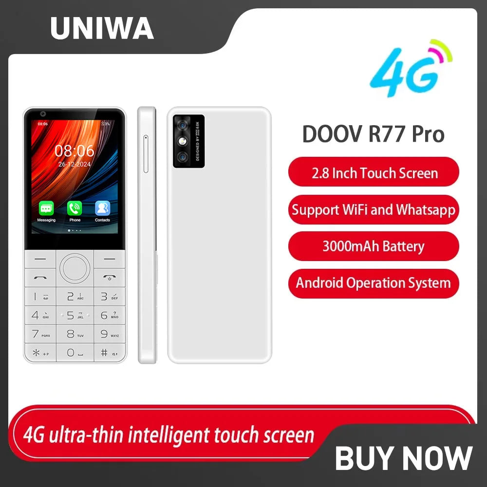 DOOV R77 Pro 4G Smart Touch Screen 2.8“ 3GB+32GB Android 5MP Camera Whatsapp Russian Multilingual Keyboard Smart Button Phone Main image