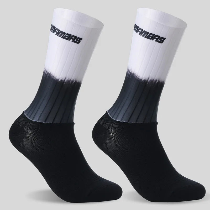 Anti Slip Silicone Summer Aero Socks Whiteline Cycling Socks Men Bicycle Sport Running Bike Socks Calcetines