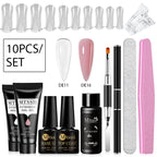 24PCS/Set 20ml Poly Naili Extension Gel  Kit Mini UV Lamp Sealer With Base Top Coat Professional Poly UVNail Gel Kit Starter Kit