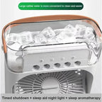 3 In 1 Mini Air Cooler Fan Portable Household Air Conditioner Humidifier LED Night Light For Home Office Desk Use25.5x18.5x8cm