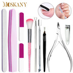 6Pcs/Set Professional Nail Files Manicure Sets Nail Suit Nail File Buffer Block Grinding Strip Cuticle Pusher Steel Pushing KIts