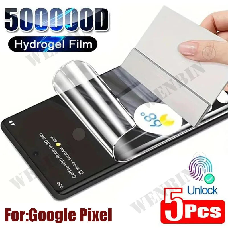 5Pcs Hydrogel Film For Google Pixel 10 9 8 7 6 Pro XL Full Cover Screen Protector For Google Pixel 9A 8A 7A 6A Main image