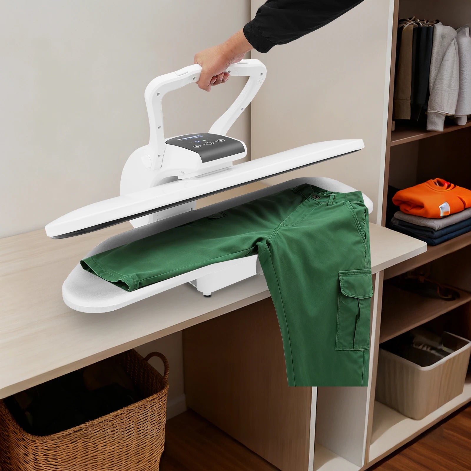 Heavy-Duty Fabric Press Machine 2200W, 36 Inch Steam Press with 5 Fabric Settings & Touch Screen for Home Clothing Store