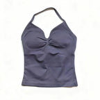 Gym Beautiful Open Back Bra Running Workout Impact Halter Longline Strappy Top Sports Yoga Vest Women's Fitness Tank Top