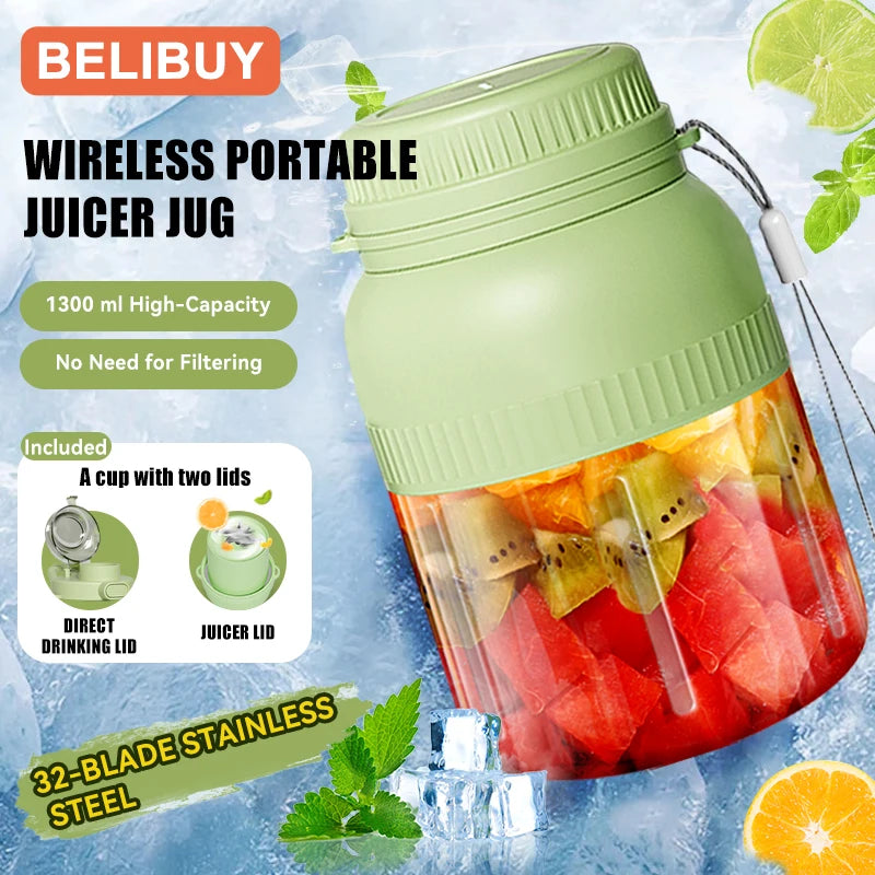 500/1300ML Electric Juicer Cup 6 Blades Blender Milkshake Machine USB Portable Fruit Milk Mixing Tool Mini Fresh Juice Blender Main image