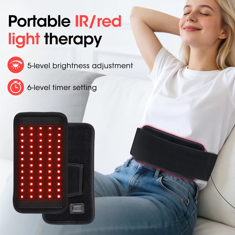 25x13.5cm 60 LEDs 660nm Red Light Infrared Belt 850nm Back Burn Fat Wrap Slimming Machine Waist Timing Pad For Muscle Skin Care Main image