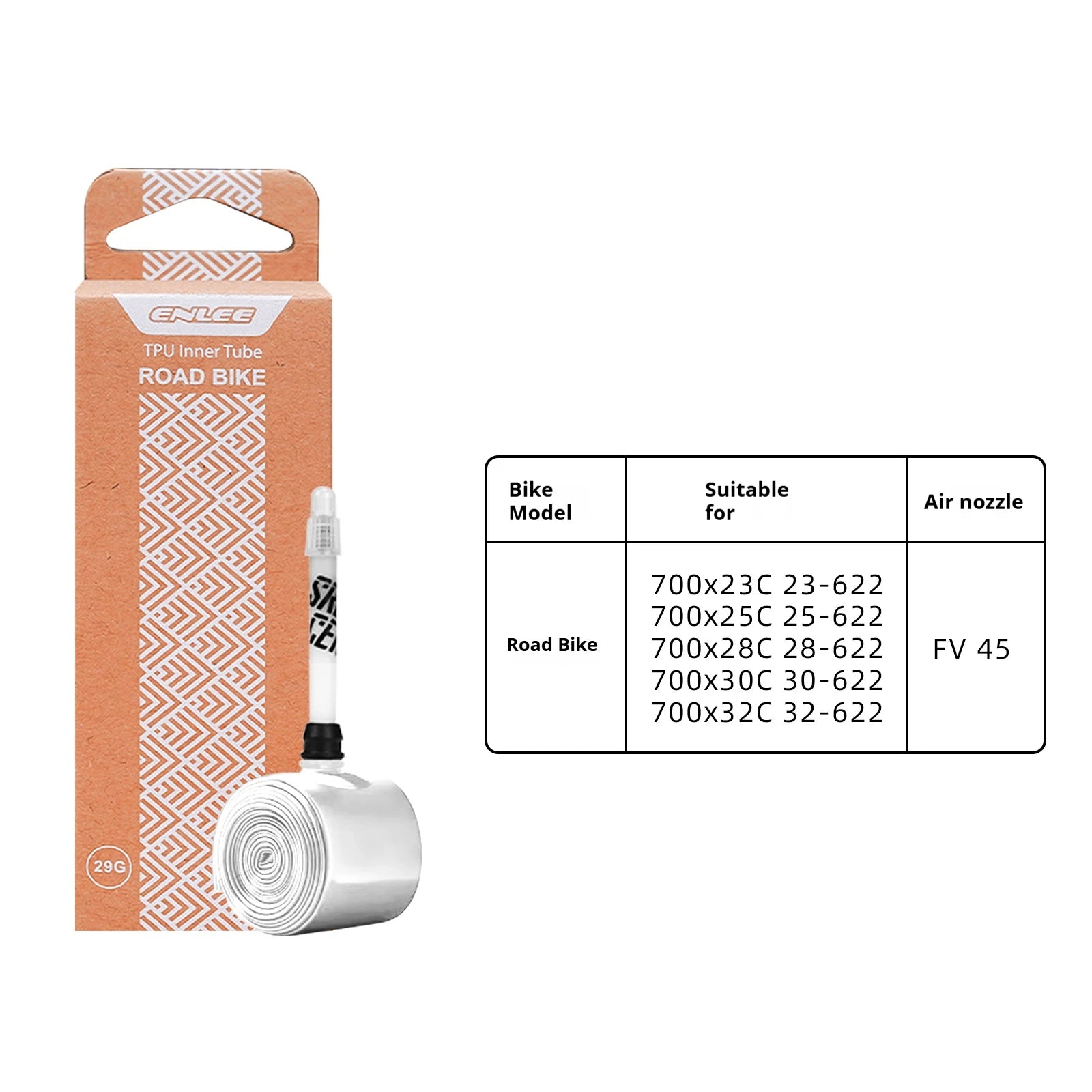 ENLEE Bike Tire Inner Tube TPU F/V Road Mountain Bike TPU Inner Tube Presta Valve 45mm 65mm 85mm Bicycle Inner Tire Bike Parts