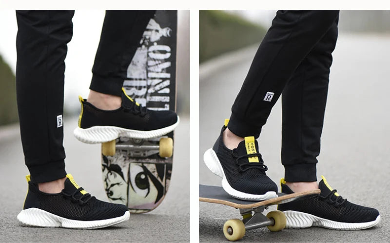 summer work shoes with protection breathable Lightweight safety shoes with iron toe anti-stab anti-slip working summer shoes