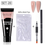 LILYCUTE 15ml Extension Gel Nail Polish Set Quick Nail Prolong With Extend Mold Nail Tips Acrylic Solution Manicure Tools Kit