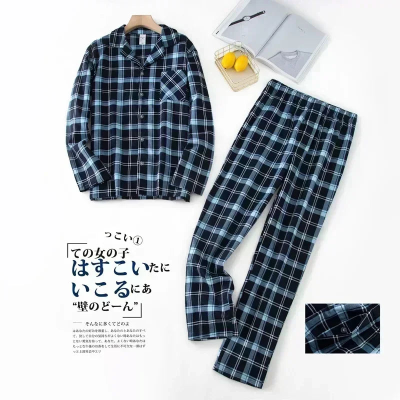 Men's Home Suits Long-sleeved Trousers Suits for Autumn and Winter Pijamas for Men Flannel Plaid Design Pajamas for Men Main image