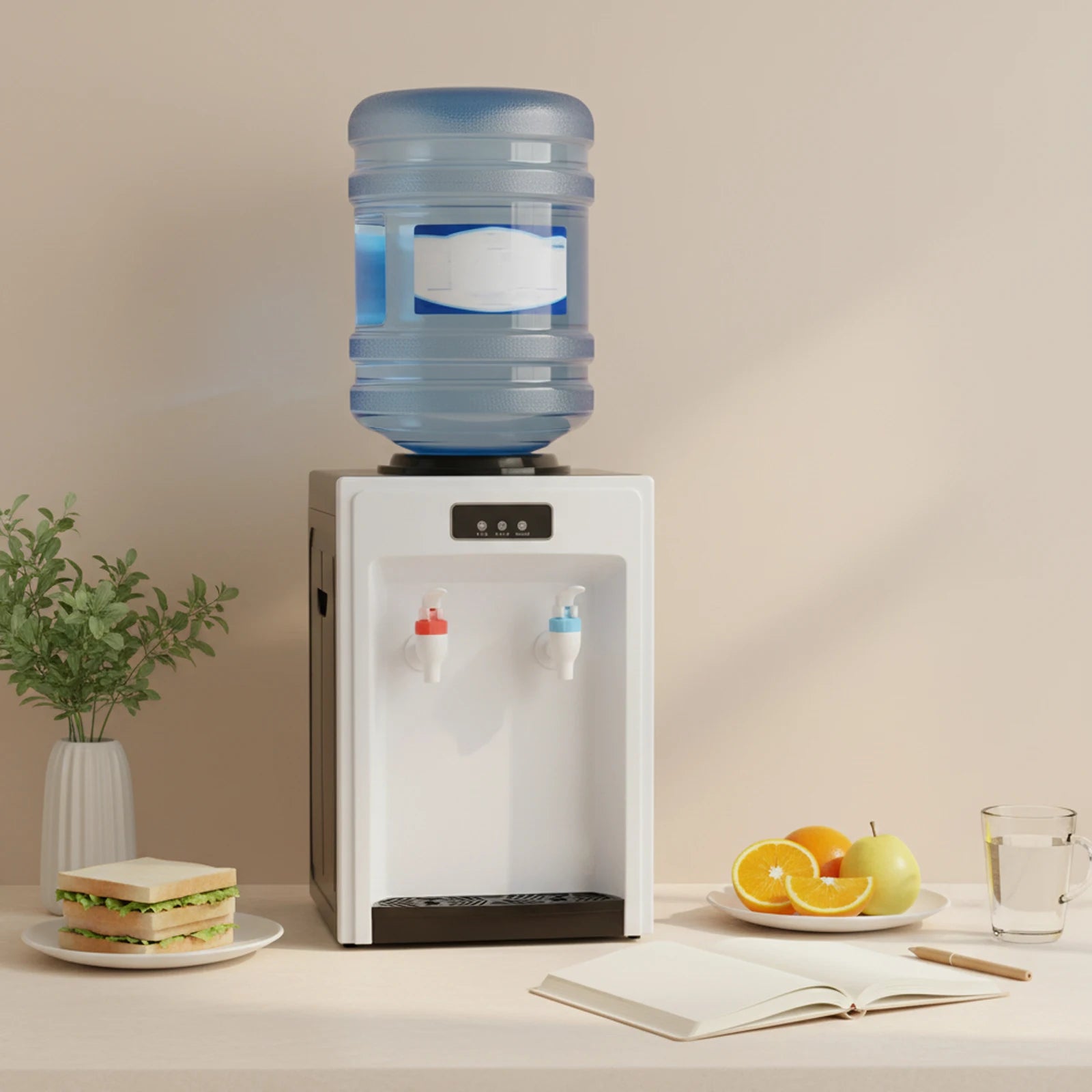 Electric Table Drinking Water Dispenser, Drinking Fountain, Office Cooler Home Hot/Cold Beverage Machine for 4.5-18.9L Buckets