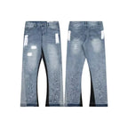 Y2K Black Washed Embroidered High-waisted Oversized Jeans Men European and American Retro Classic Loose Wide-leg Straight Pants