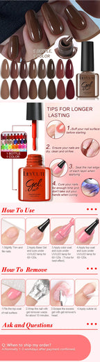 LILYCUTE 6PCS Gel Nail Polish Set Summer Neon Nail Gel Kits For DIY Nail Vernis Semi Permanent UV Lamp Gellak Nail Varnish Set