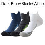 3 Pairs Marathon Socks Men Women Professional Sport Ankle Running Socks Thickened Cushioned Tube Low Cut Fitness Short Sock Mesh