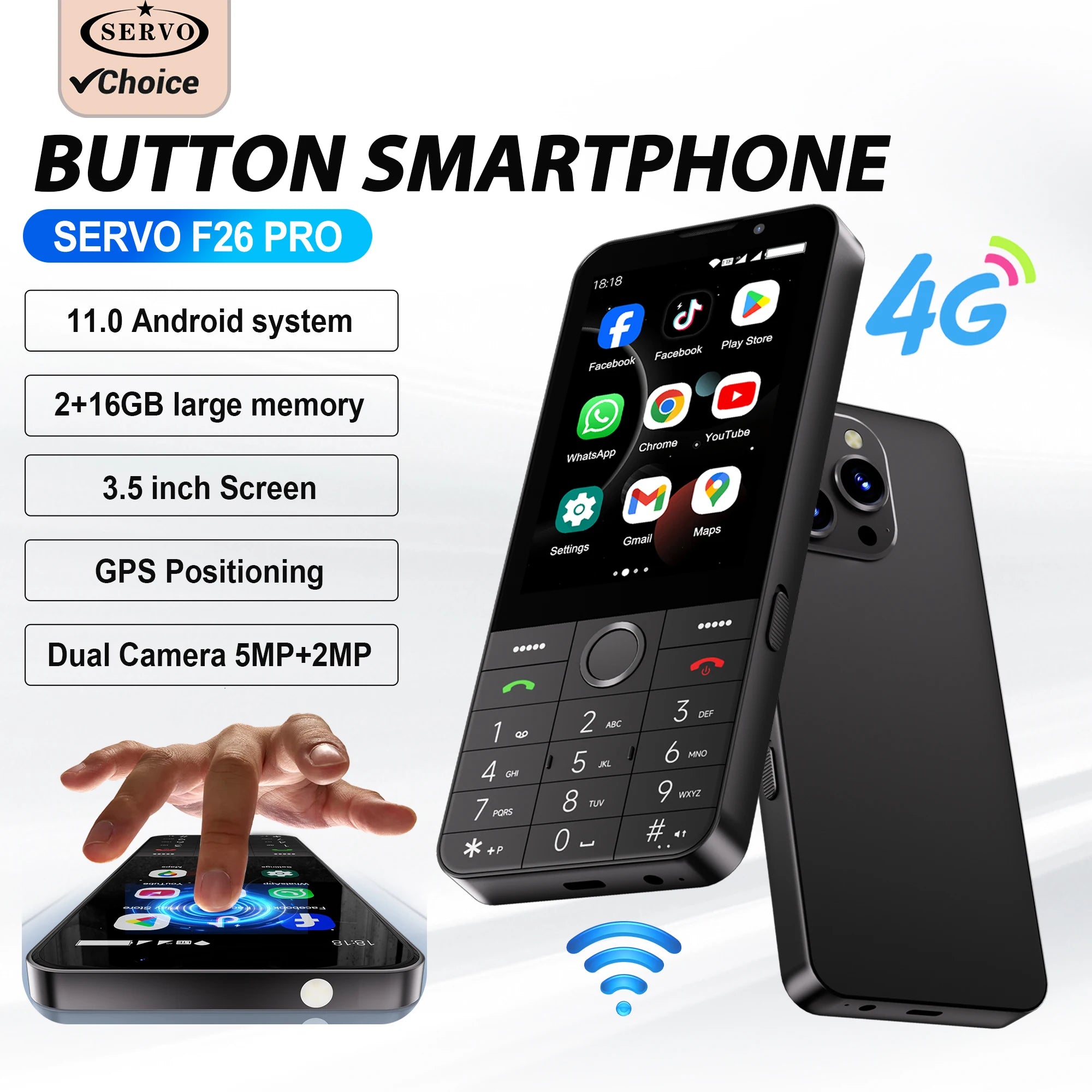 SERVO F26 PRO Android Smartphone Touch Screen 4G Cellular 3.5" Display WiFi GPS Google Play Button Smart Phones Dual SIM 2850mAh Main image