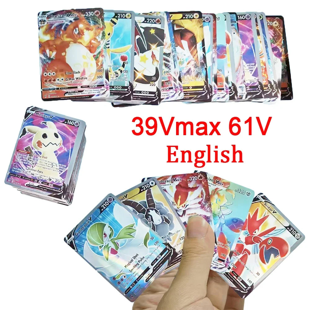 60-100Pcs New English French Spanish Pokemon Cards GX MEGA EX TAG TEAM Vstar Game Battle Card Hot Sale Collection Card Kids Gift