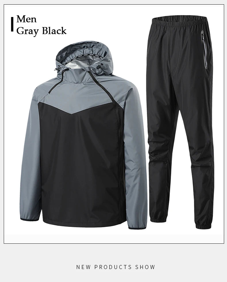 Men Double Zipper Sport Fitness Running Set Women Double Zipper Running Fitness Weight Loss Sweating Sweating Easy Lose Fat Set