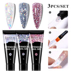 LILYCUTE 15ml Extension Gel Nail Polish Set Quick Nail Prolong With Extend Mold Nail Tips Acrylic Solution Manicure Tools Kit