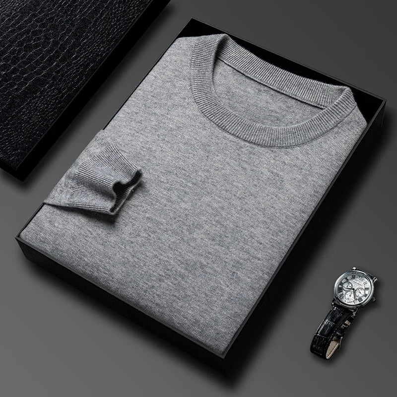 2025 New Men's Casual Sweater Round Neck Long Sleeve Knitted Sweater Diamond Pattern Fashion Versatile Top 2029