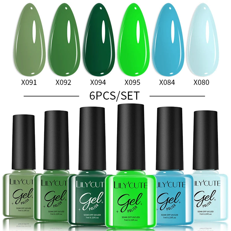 LILYCUTE 6PCS Gel Nail Polish Set Summer Neon Nail Gel Kits For DIY Nail Vernis Semi Permanent UV Lamp Gellak Nail Varnish Set