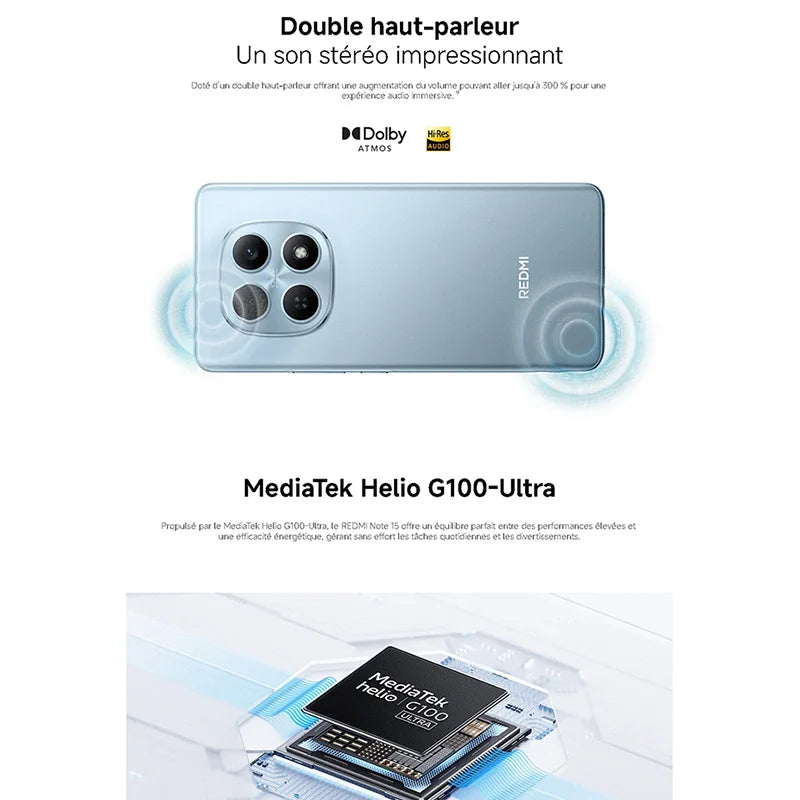 Xiaomi Redmi Note 15 4G, NFC, MediaTek Helio G100-Ultra, 6.77 inches, 120 Hz, 108 MP Camera, 6,000 mAh Battery, IP64