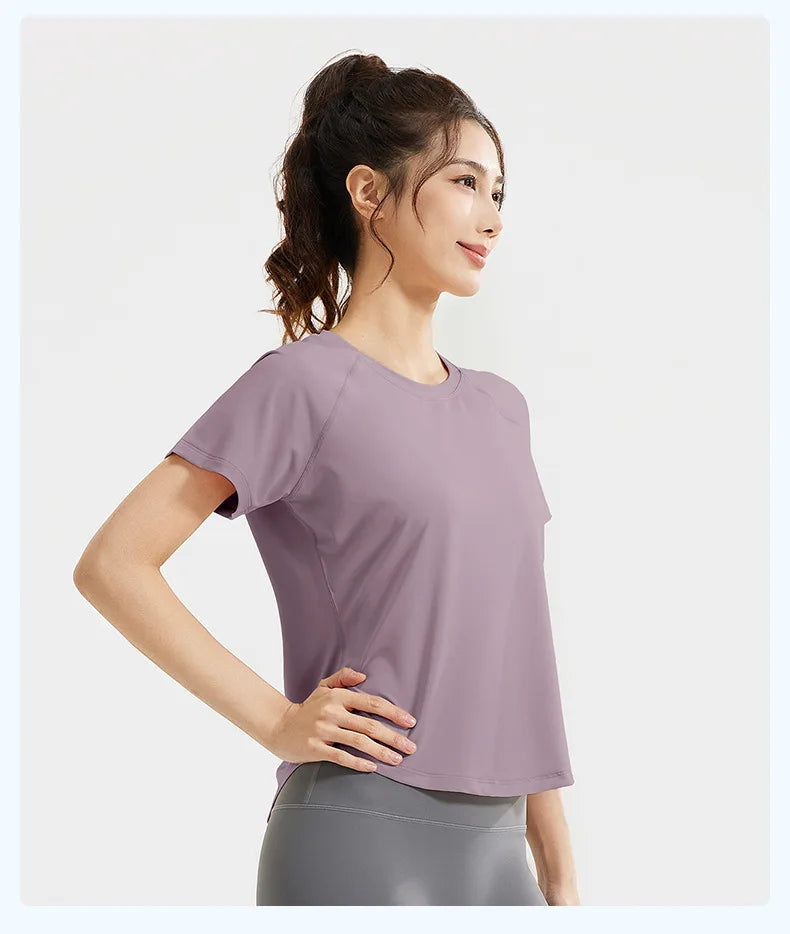 STOUREG Women's Loose Mesh Sports T Shirt Quick Dry Short Sleeve Yoga T Shirt Pilates Running Sports Fitness Short Sleeve