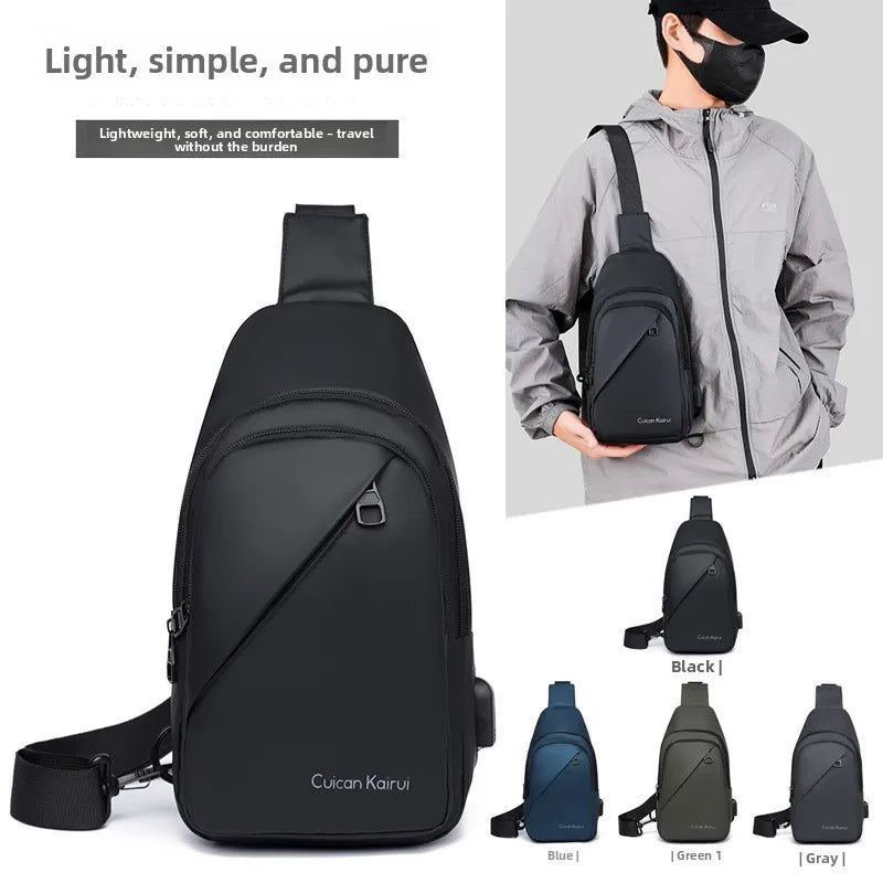 Men's Fashionable Casual Chest Bag Outdoor Cycling Waterproof Durable Sports Backpack Trendy Versatile Portable Crossbody Bag