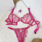 YUQI French Luxury Lingerie Set - Sexy Floral Embroidery Black Bra & Panty Set, Sheer Transparent Seductive Women's Intimates
