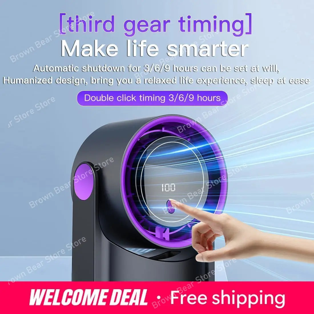 100 Level Bladeless Fan Portable Small Usb Charge Silent Desktop Digital Display High-speed Circulating Cooling Fan