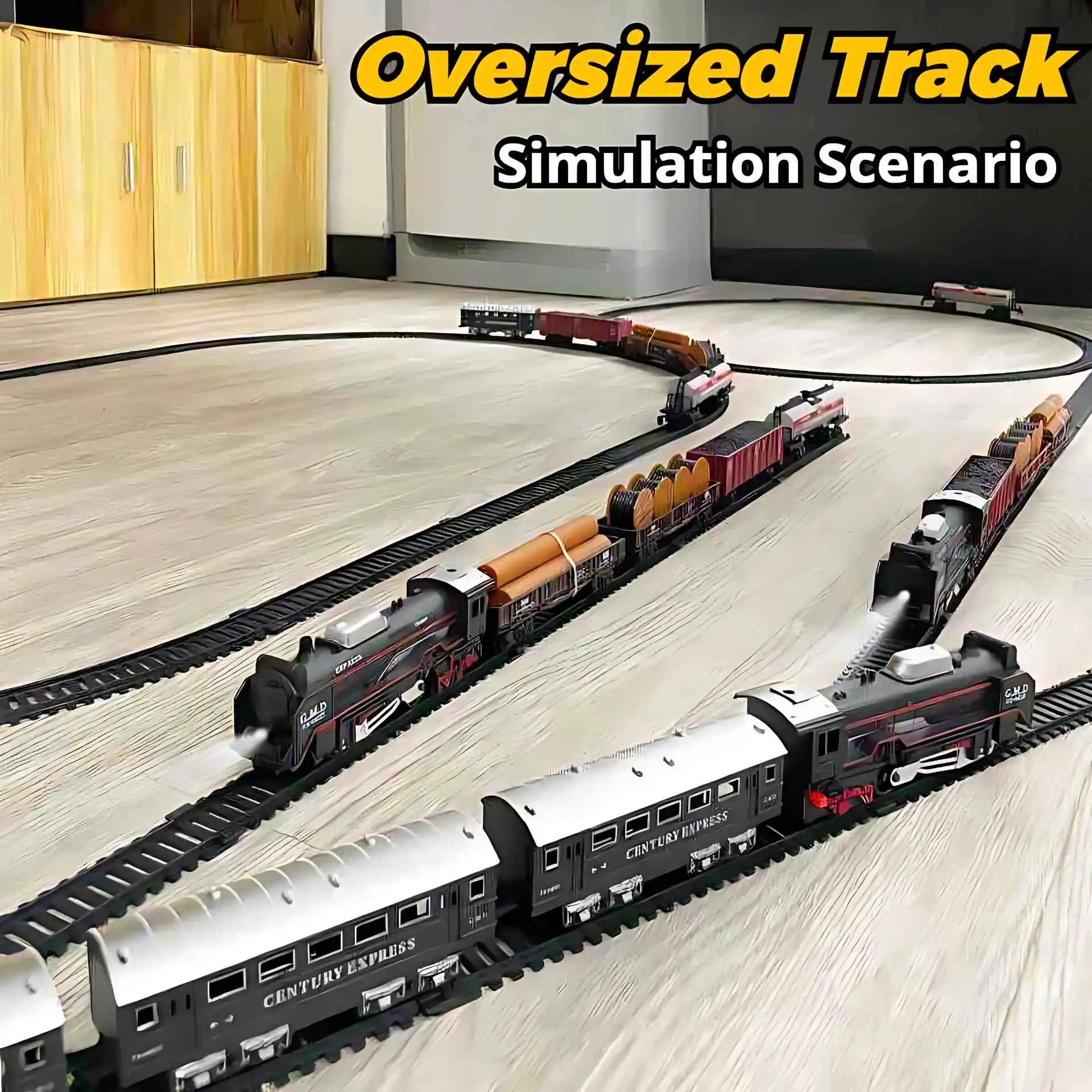 Vintage Electric Train Set with Realistic Lights Sounds Classic Steam Locomotive Railway Toy for Kids Interactive Play Gift Main image