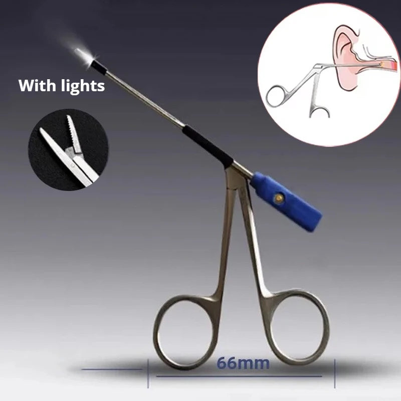 Medical Ear Wax Pick Tongs With lights Earwax Remover Micro Alligator Crocodile Forceps Earpick Ear Nose Cleaning Main image