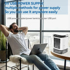 2026  Ultrasonic Mini Air Conditioner 3-Speed Portable Cooler with Colorful Light Humidifier