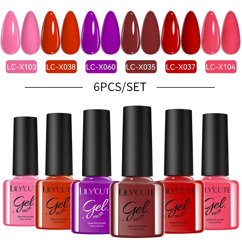 LILYCUTE Nail Gel Polish Set Pink Green Spring DIY Nail Art Design Long Lasting Soak Off UV Gel Manicure Painting Gel Vernis Kit