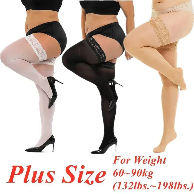 2026new Over Knee Thigh High Stockings Anti-slip Plus Size Black Oversized Fishnet Long Lace Socks for Women XXL Spring Summer Main image