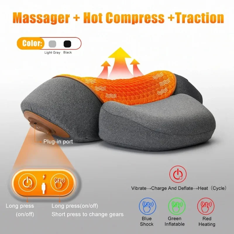 Electric Neck Massager Pillow Cervical Stretcher Heating Vibration Massage Back Traction Orthopedic Sleeping Pillows Support Secondary image