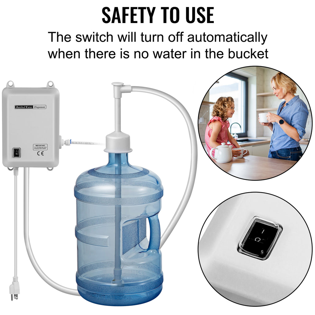 SucceBuy Bottled Water Dispensing Pump w/PE Pipe 1 Gal/MIN 40 PSI for Coffee Tea Machine Water Dispenser Refrigerator Ice Maker