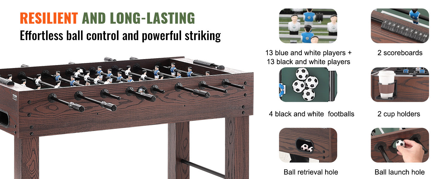 SucceBuy 55inch Foosball Table  Standard Size Foosball Table Indoor Full Size Foosball Table for Home, Family, and Game Room