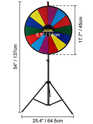 SucceBuy 18 Inch Tabletop Color Prize Wheel w/ Folding Tripod Floor Stand 14 Slots Dry Erase for Win Fortune Spinning Stand Game
