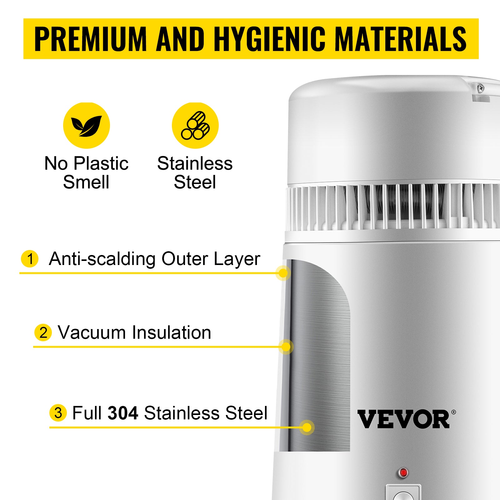 SucceBuy 4L Water Distiller Purifier Filter Dispenser Heating Drinking Bottle Softener 304 Stainless Steel Home Appliance